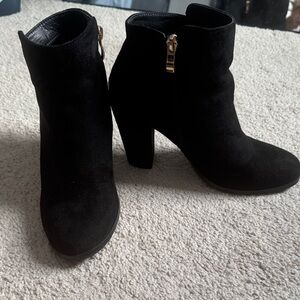 AKIRA Black Suede Ankle Booties